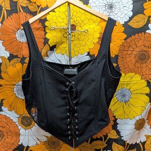 Killstar Ravinne Lace Panel Boned Bustier Corset Top